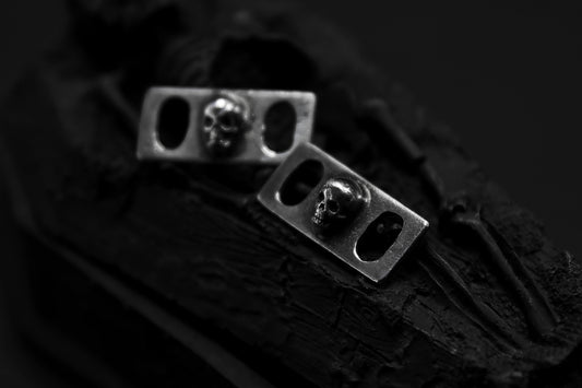 Silver Cemetery Skull Shoe Lace Buckles
