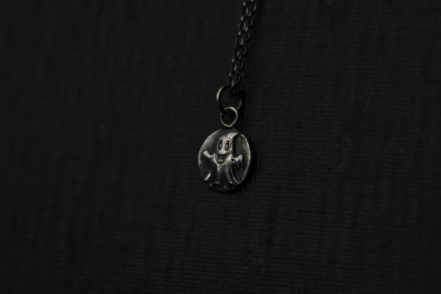 Sterling Silver Happy Halloween Ghost Pendant