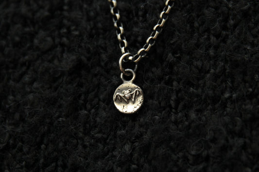 Tiny Sterling Silver Vampire Bat Pendant