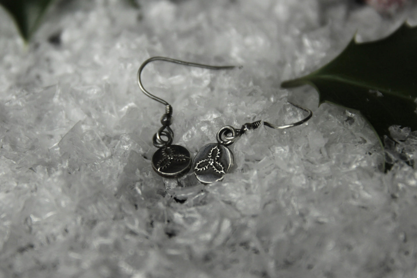 Sterling Silver Holly Leaf Earrings