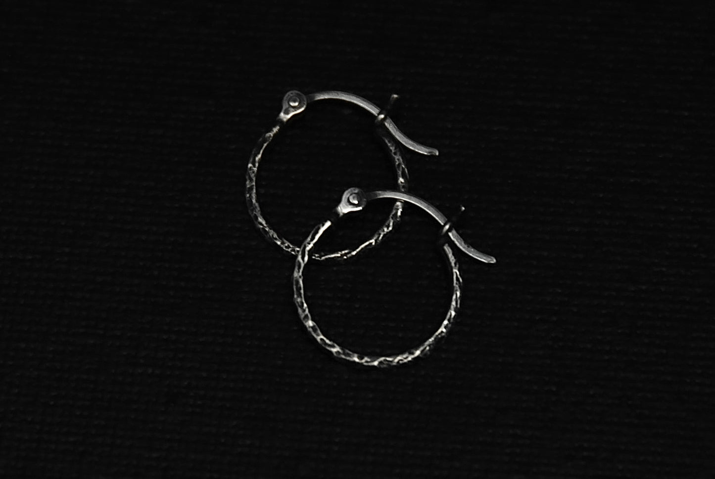 Sterling Silver Textured Hoop Earrings