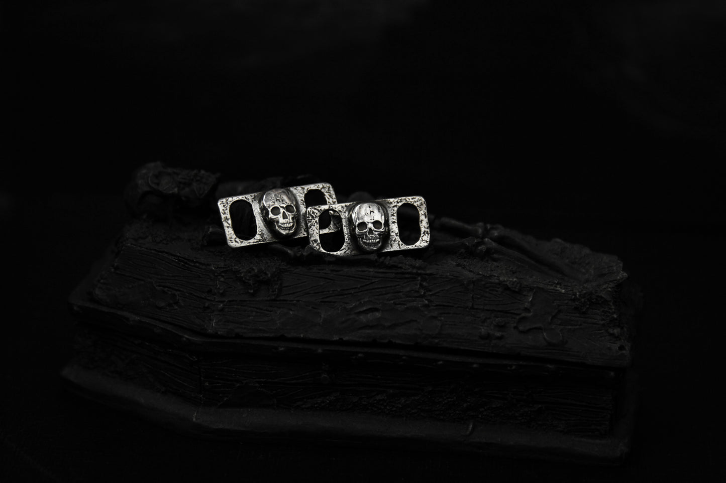 Sterling Silver Skull Shoe Lace Buckles