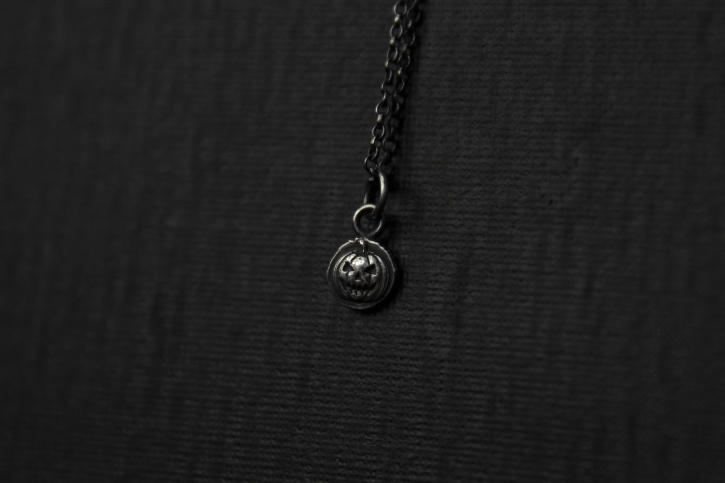 Tiny Sterling Silver Halloween Pumpkin Pendant