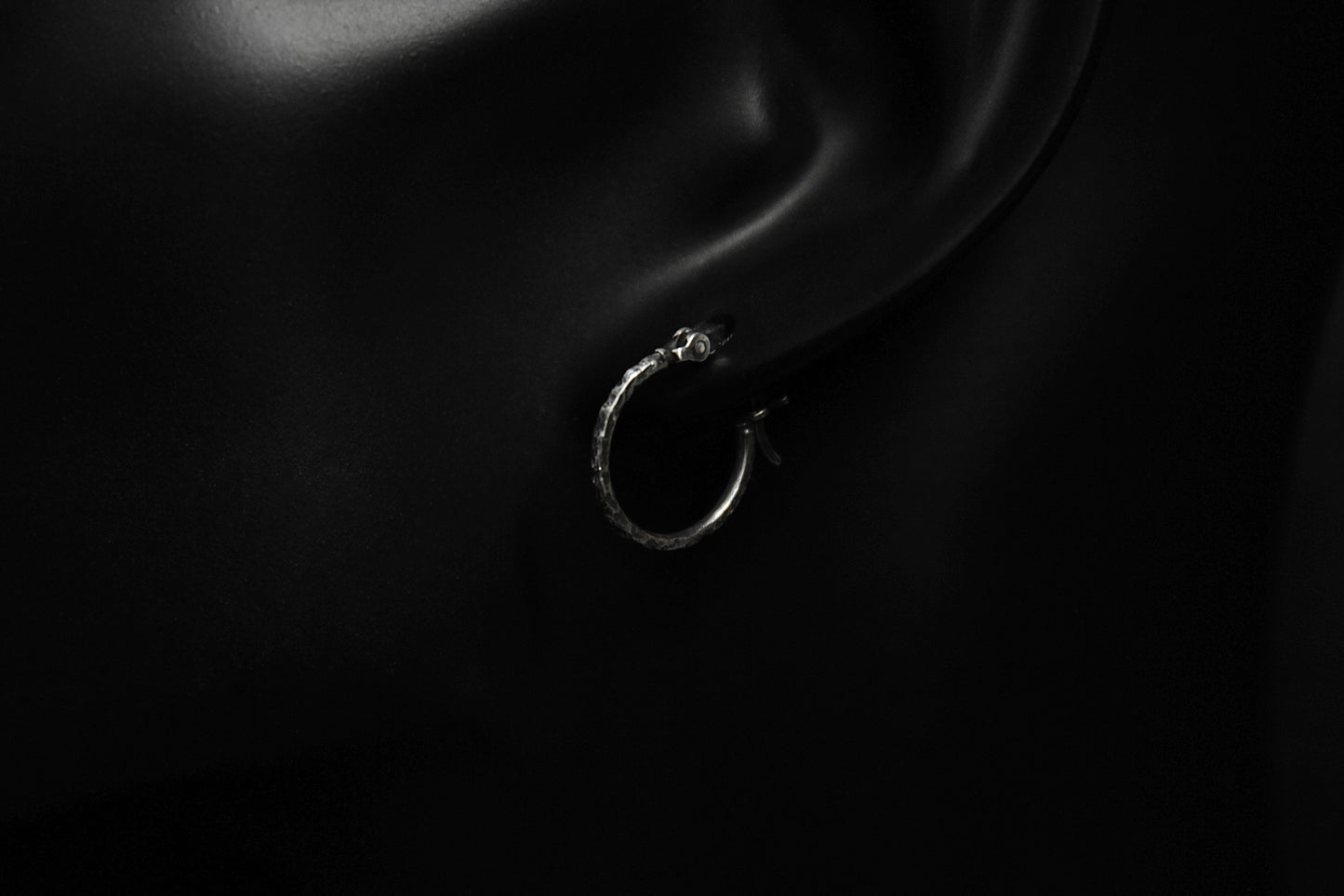 Sterling Silver Textured Hoop Earrings