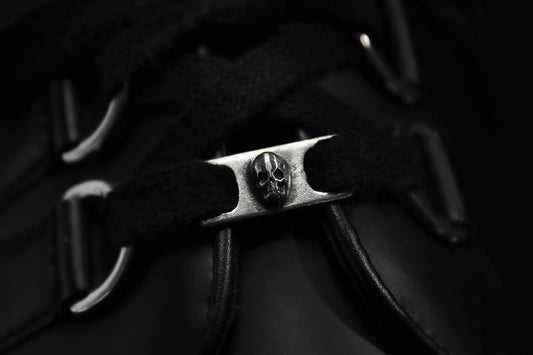 Silver Cemetery Skull Shoe Lace Buckles