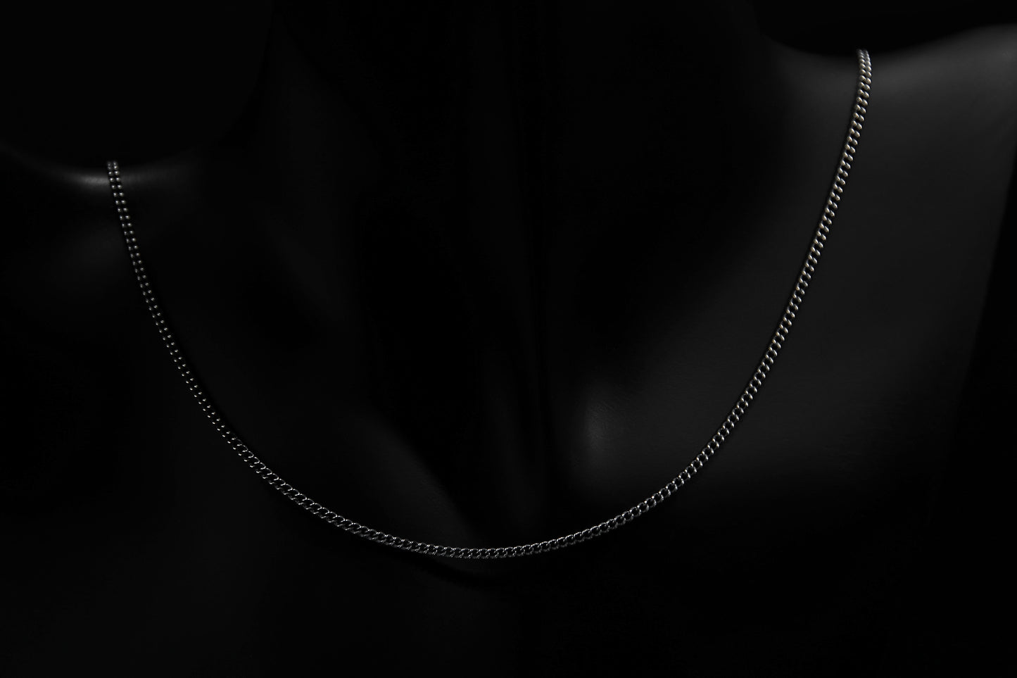 Oxidised Sterling Silver Curb Necklace Chain