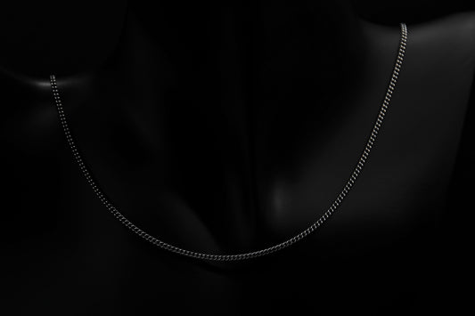 Oxidised Sterling Silver Curb Necklace Chain