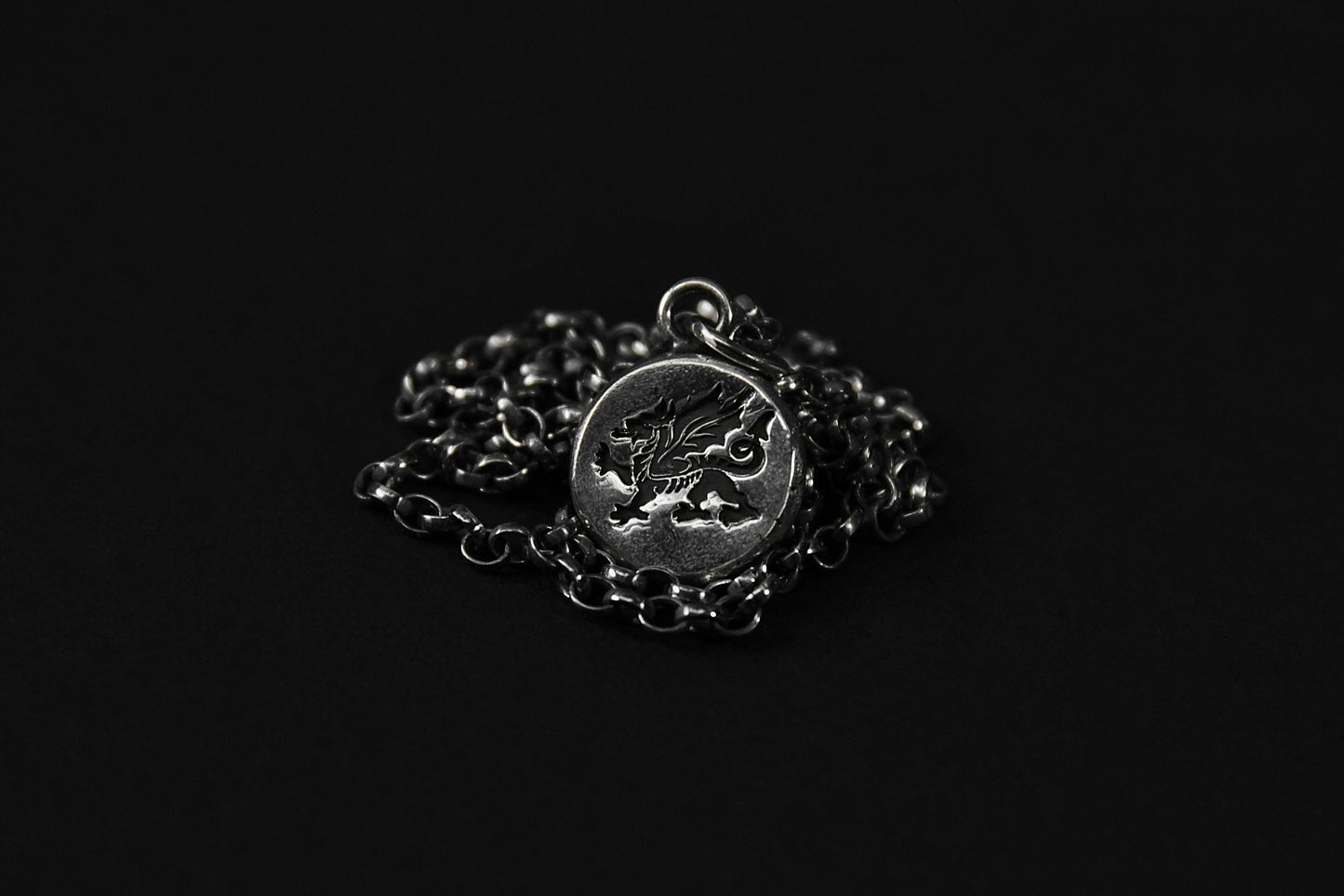 Sterling Silver Welsh Red Dragon Pendant • Y Ddraig Goch