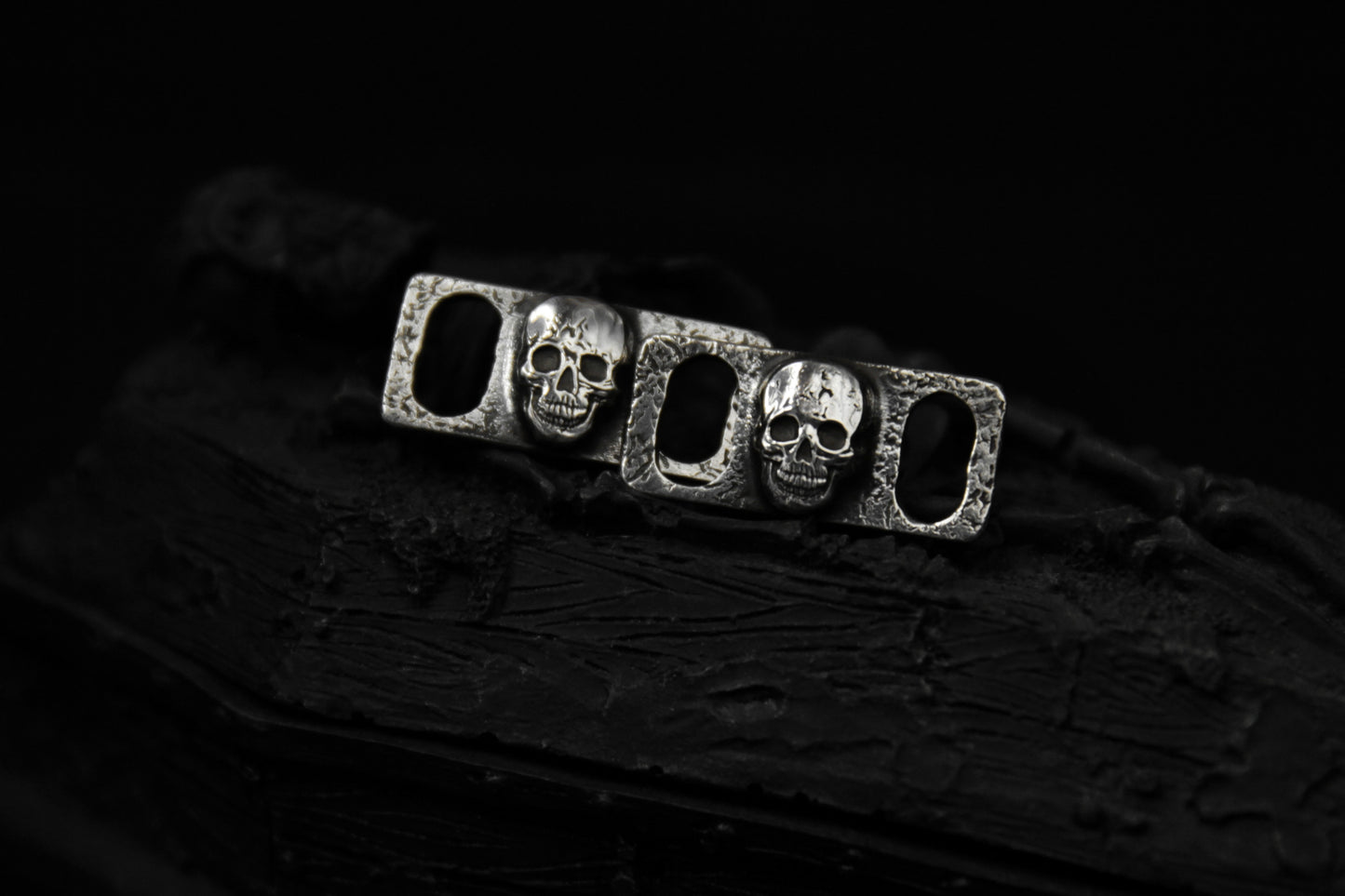 Sterling Silver Skull Shoe Lace Buckles