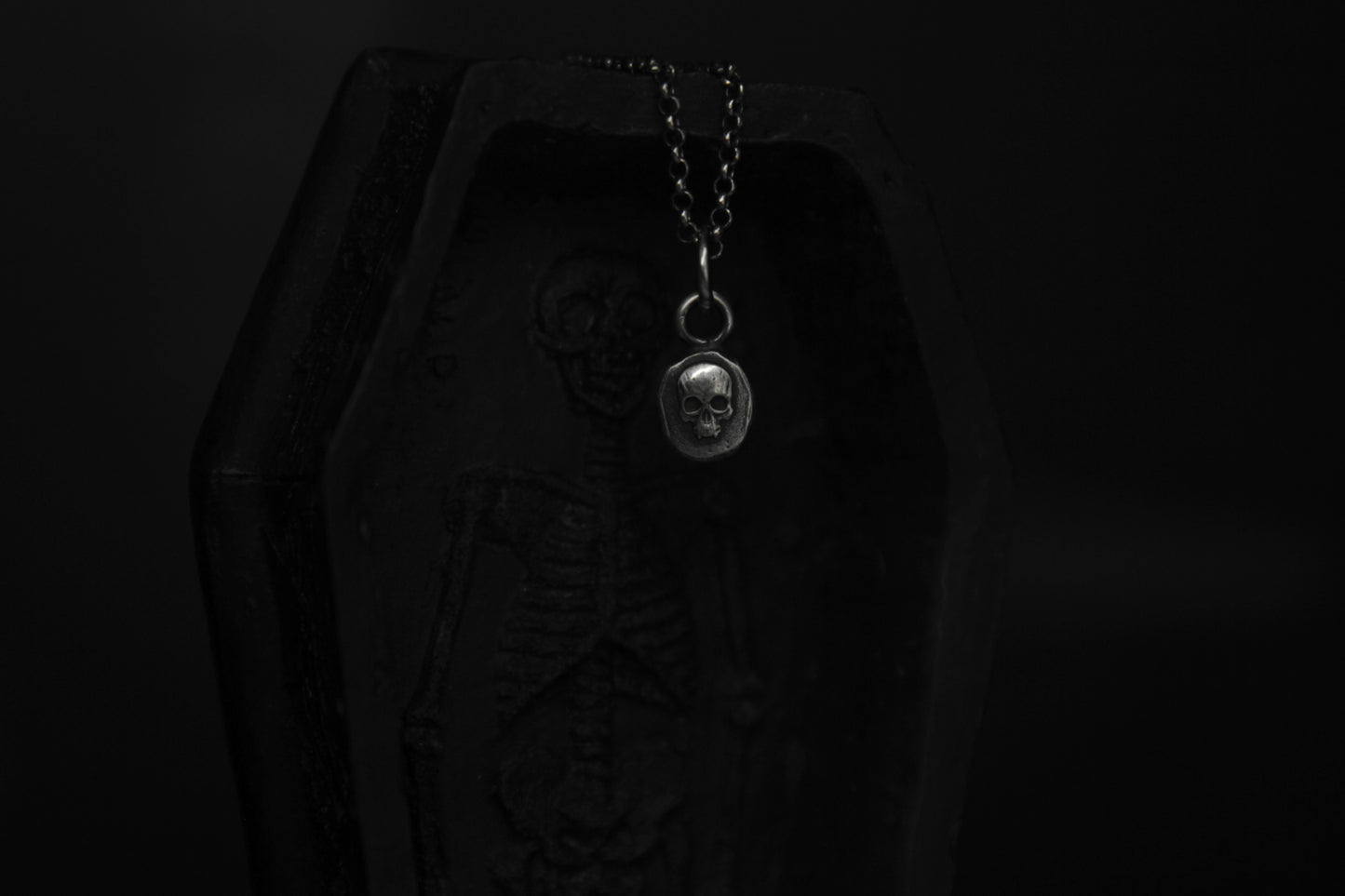 Tiny Sterling Silver Vampire Skull Pendant