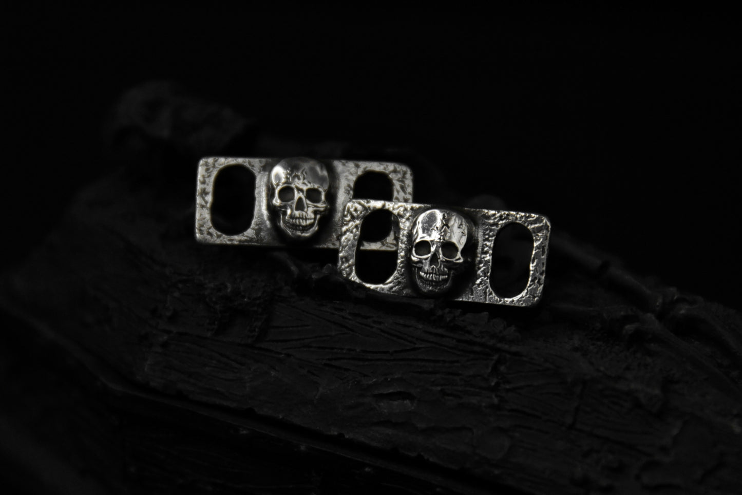 Sterling Silver Skull Shoe Lace Buckles