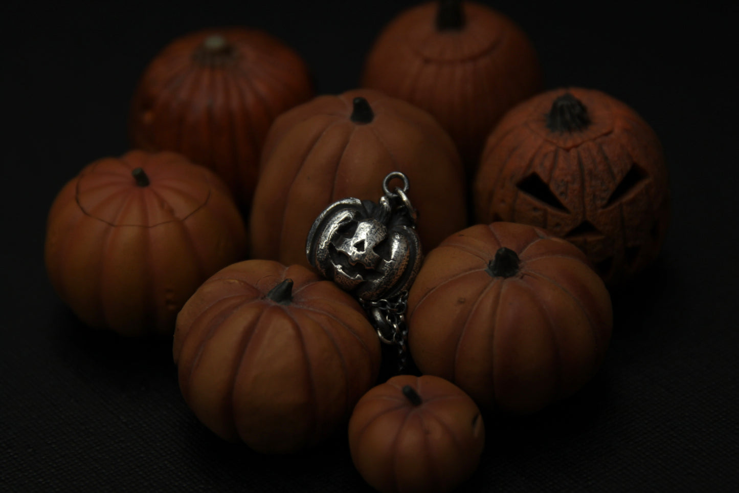 Silver Halloween Pumpkin Pendant