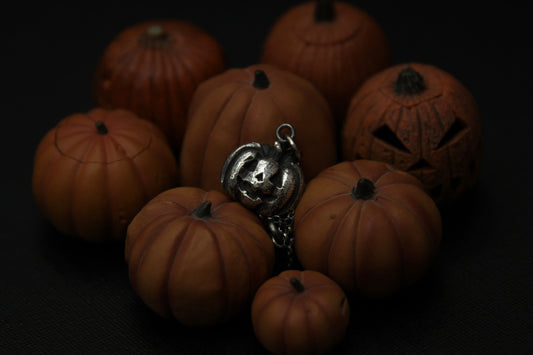 Silver Halloween Pumpkin Pendant