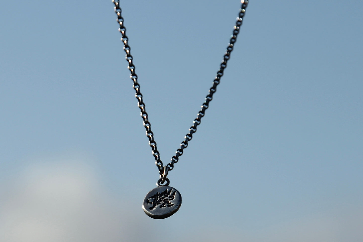 Sterling Silver Welsh Red Dragon Pendant • Y Ddraig Goch