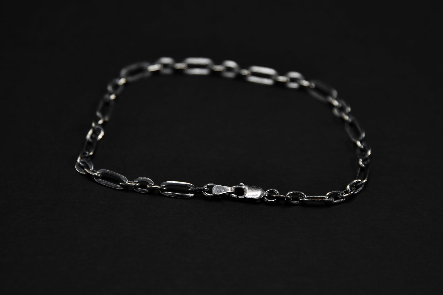 Oxidised Sterling Silver Figaro Chain Bracelet