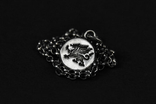 Sterling Silver Welsh Red Dragon Pendant • Y Ddraig Goch
