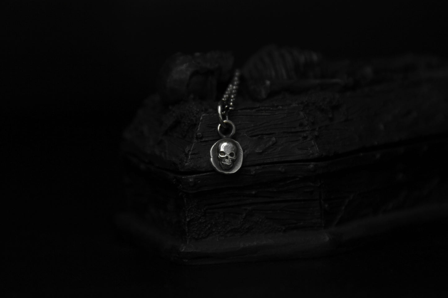 Tiny Sterling Silver Crypt Skull Pendant