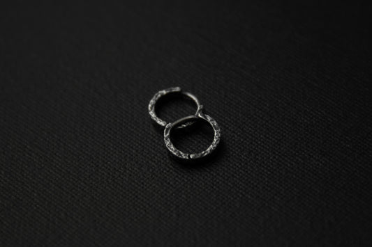 Sterling Silver Concrete Texture Huggie Earrings