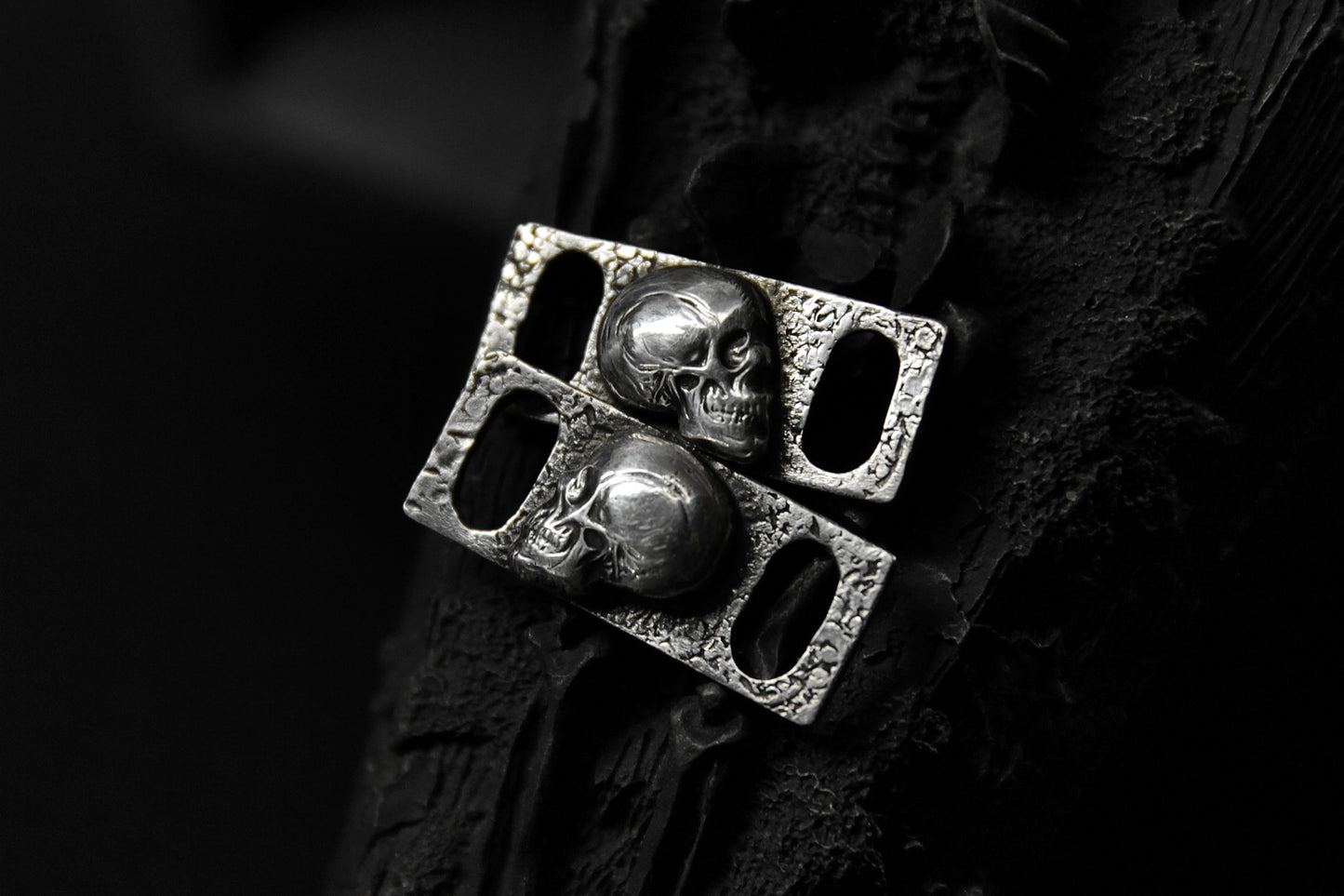 Sterling Silver Memento Mori Skull Shoe Lace Buckles
