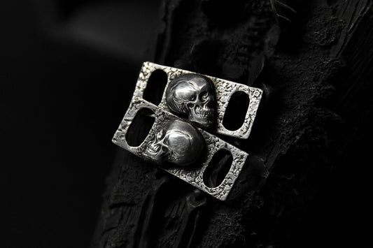 Sterling Silver Memento Mori Skull Shoe Lace Buckles