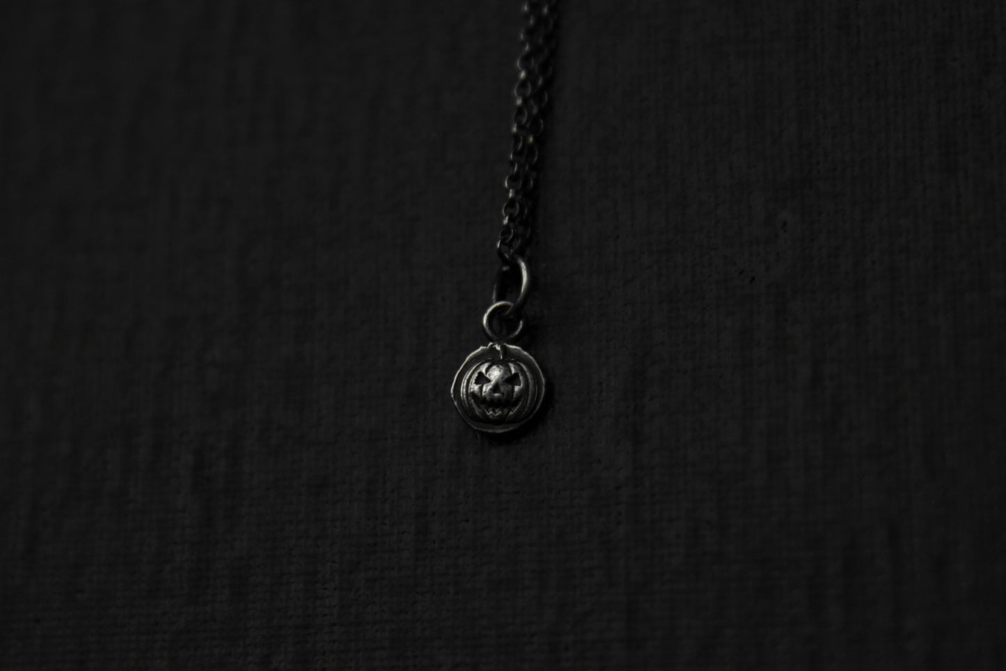 Tiny Sterling Silver Halloween Pumpkin Pendant