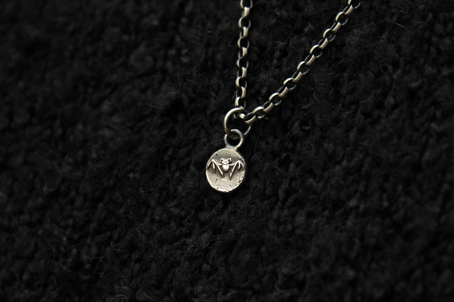 Tiny Sterling Silver Vampire Bat Pendant
