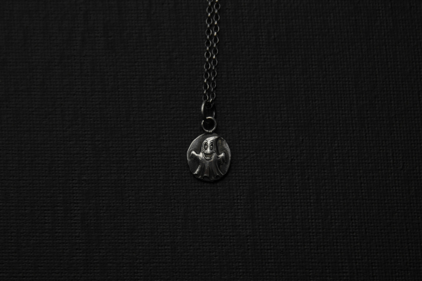 Sterling Silver Happy Halloween Ghost Pendant