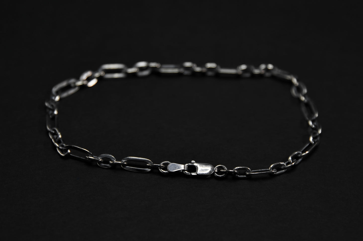 Oxidised Sterling Silver Figaro Chain Bracelet