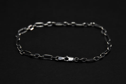 Oxidised Sterling Silver Figaro Chain Bracelet