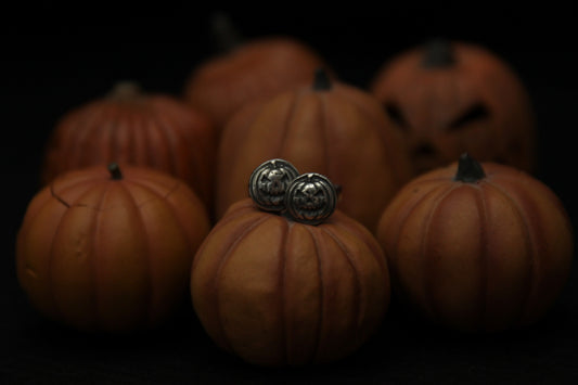 Sterling Silver Halloween Pumpkin Stud Earrings