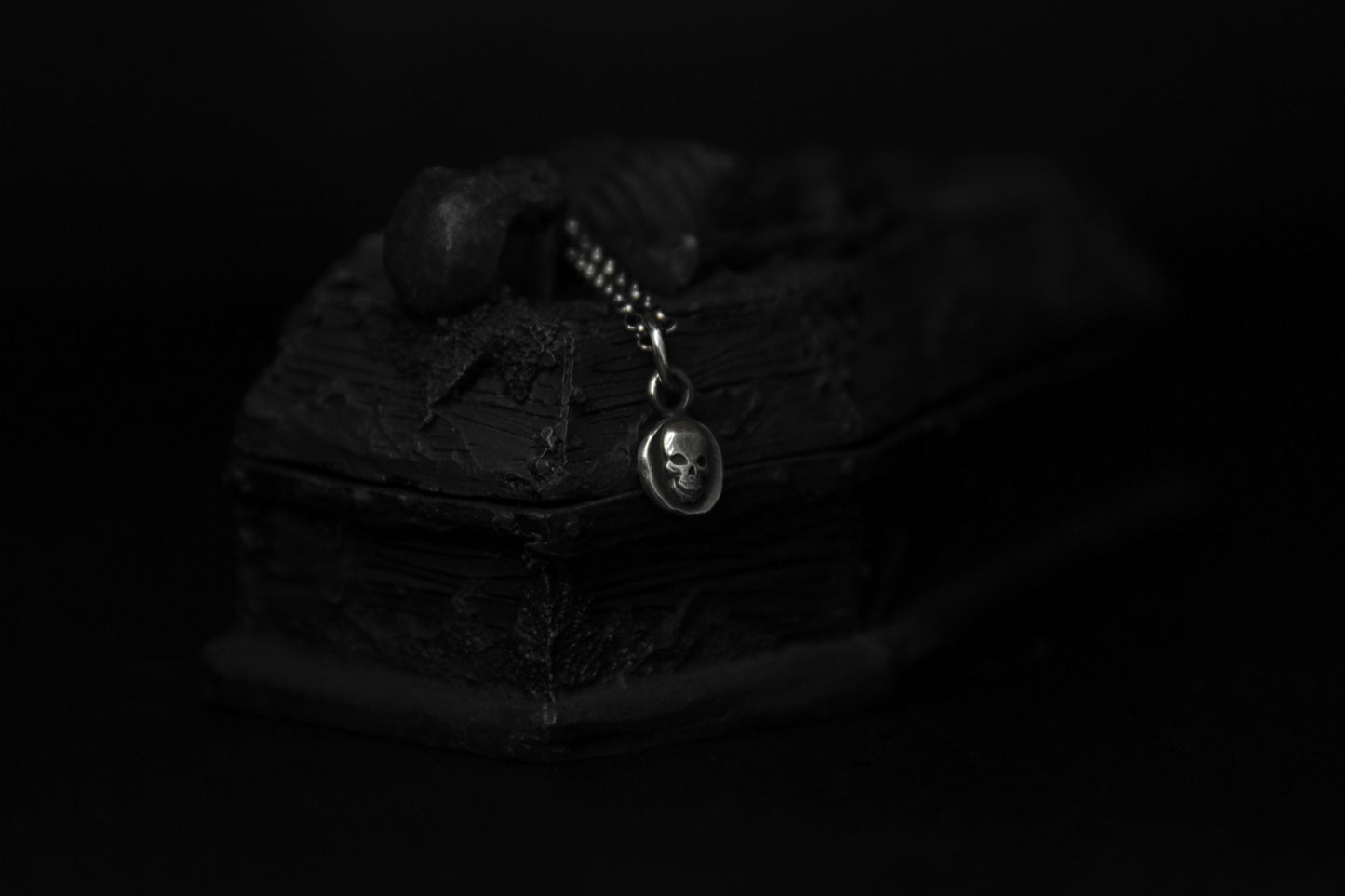 Tiny Sterling Silver Crypt Skull Pendant
