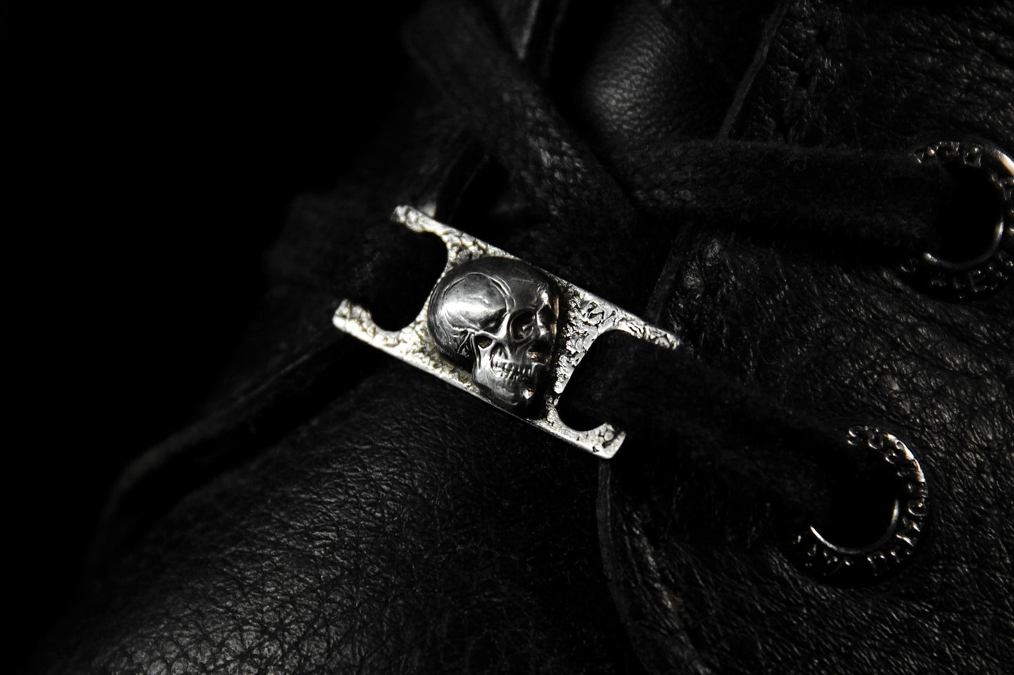 Sterling Silver Memento Mori Skull Shoe Lace Buckles