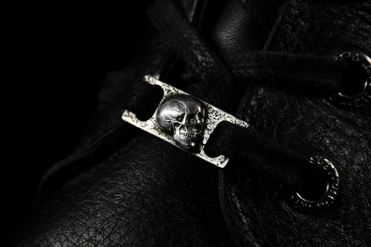 Sterling Silver Memento Mori Skull Shoe Lace Buckles