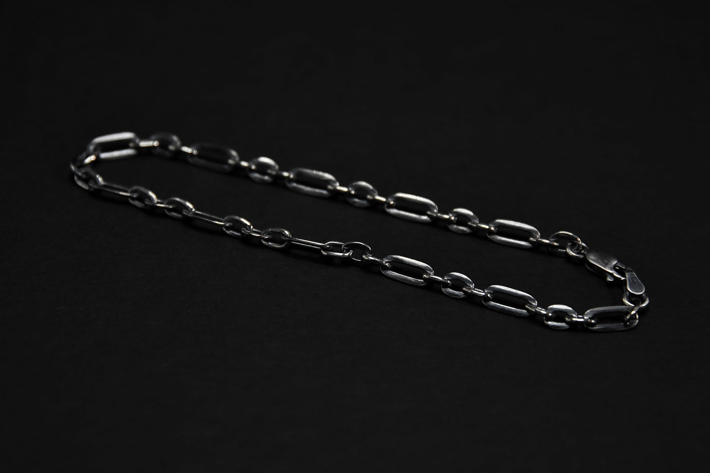 Oxidised Sterling Silver Figaro Chain Bracelet