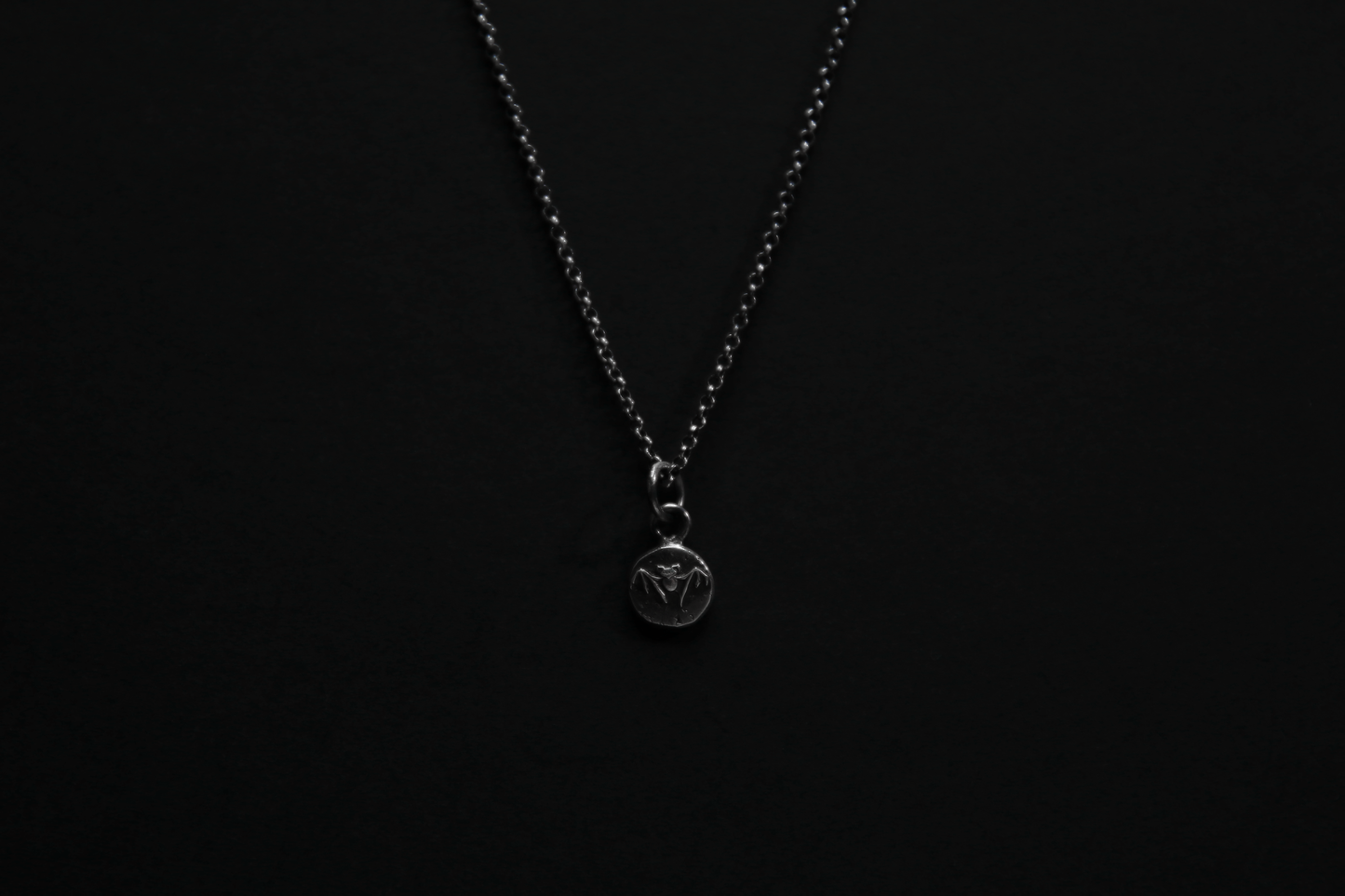 Tiny Sterling Silver Vampire Bat Pendant