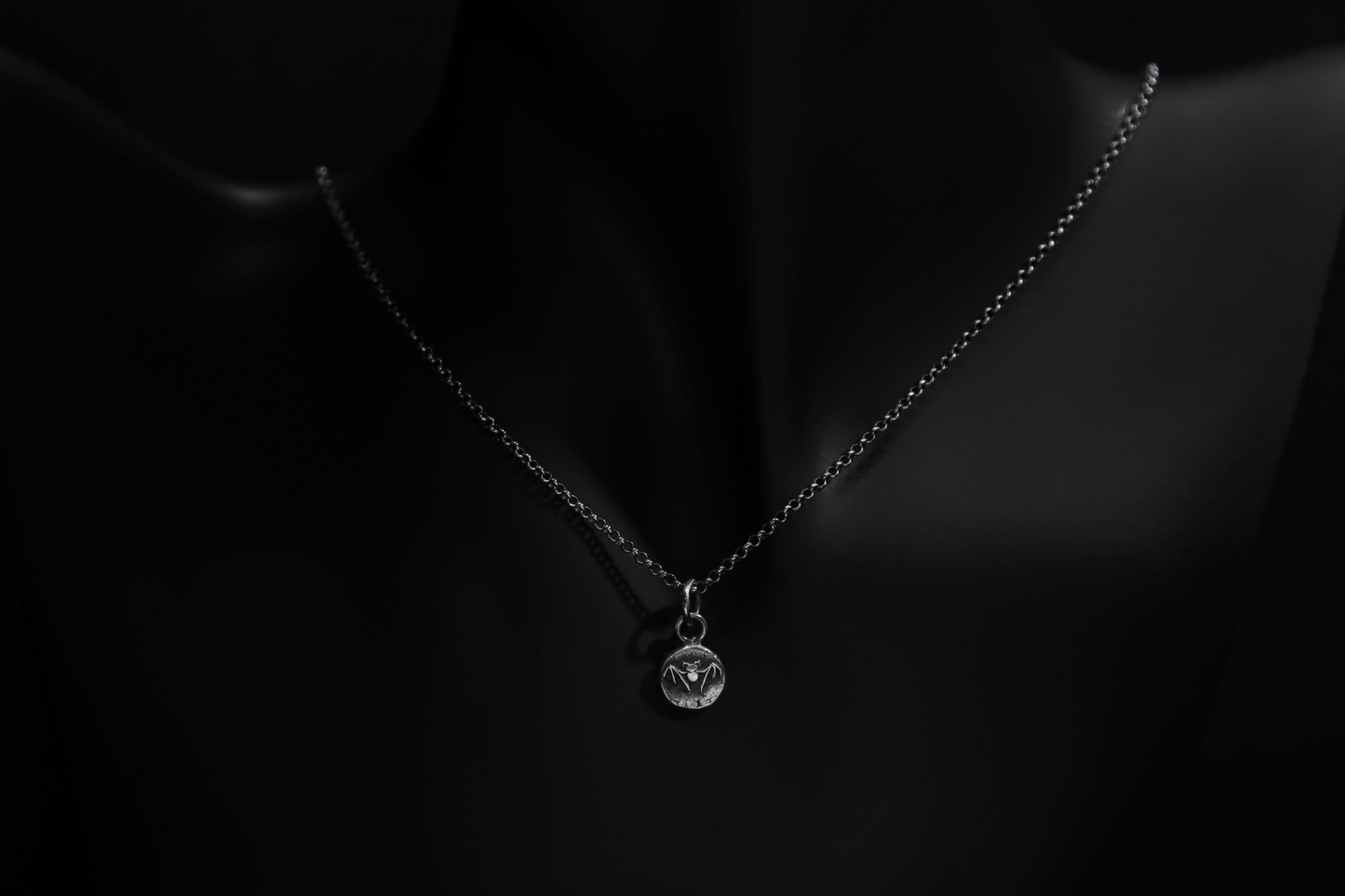 Tiny Sterling Silver Vampire Bat Pendant