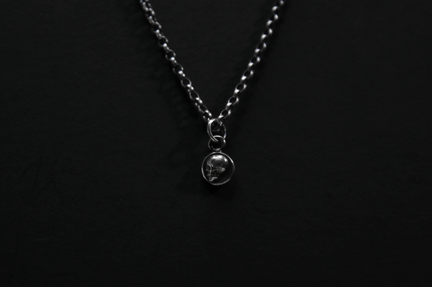 Tiny Sterling Silver Memento Mori Skull Pendant