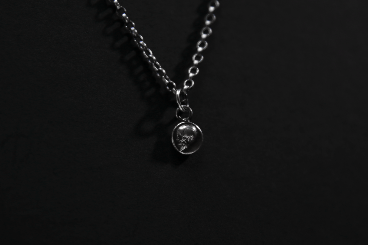 Tiny Sterling Silver Memento Mori Skull Pendant