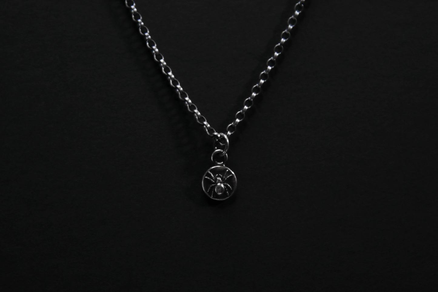 Tiny Sterling Silver Spider Pendant