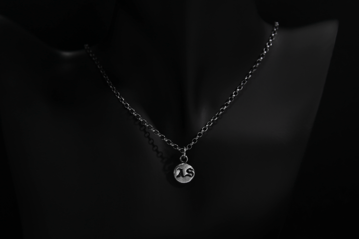 Sterling Silver Custom Initials Pendant • Gothic Font • Typewriter Font •