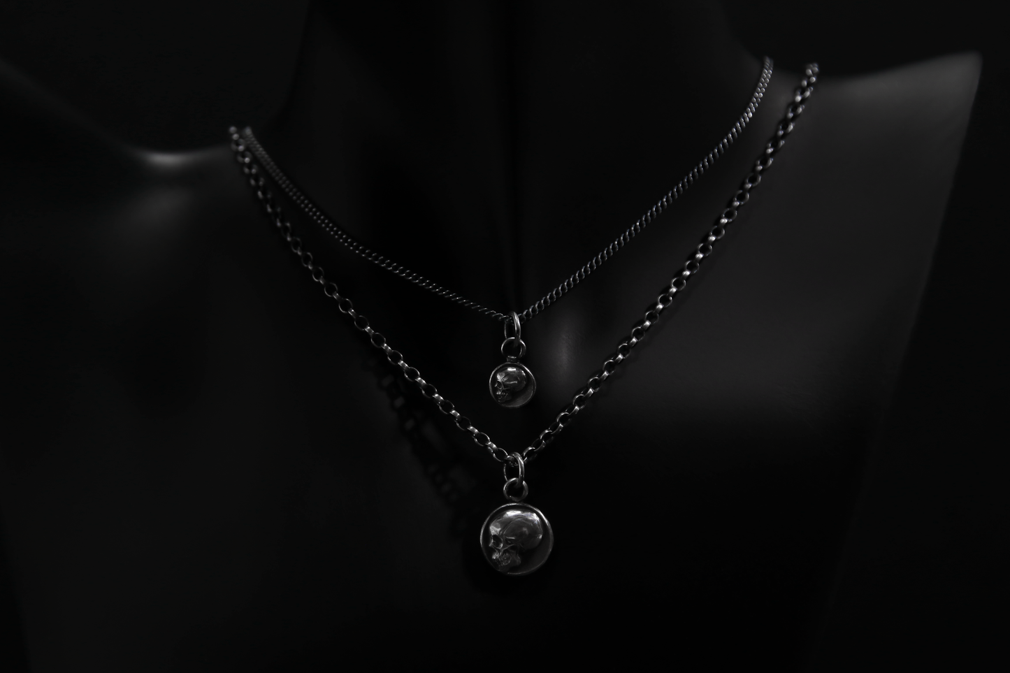 Tiny Sterling Silver Memento Mori Skull Pendant