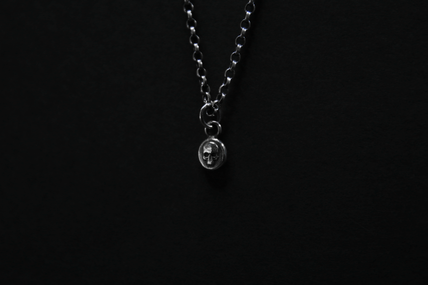 Tiny Sterling Silver Vampire Skull Pendant