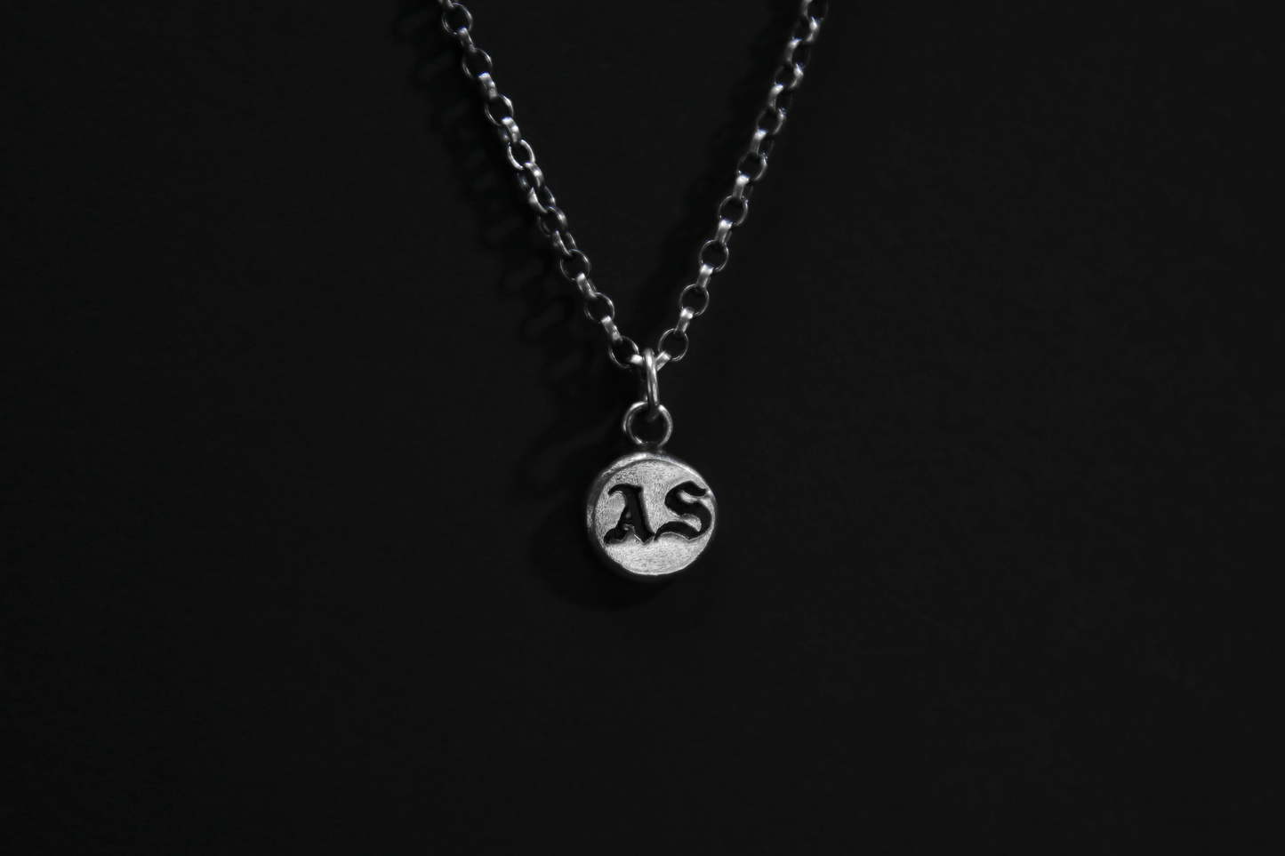 Sterling Silver Custom Initials Pendant • Gothic Font • Typewriter Font •