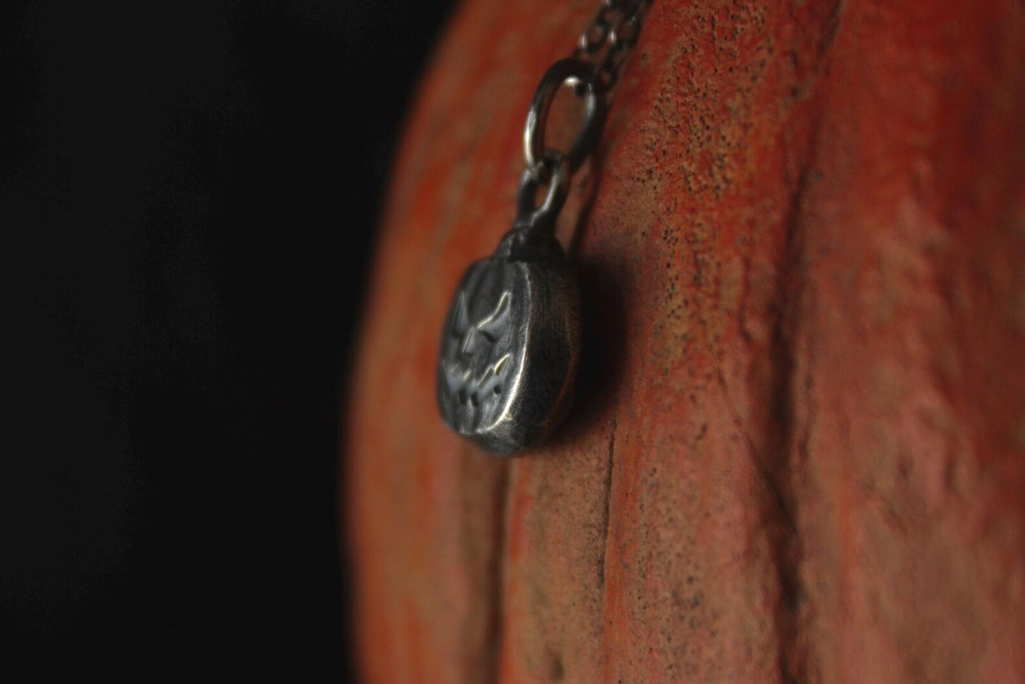 Sterling Silver Halloween Jack O’Lantern Pumpkin Pendant
