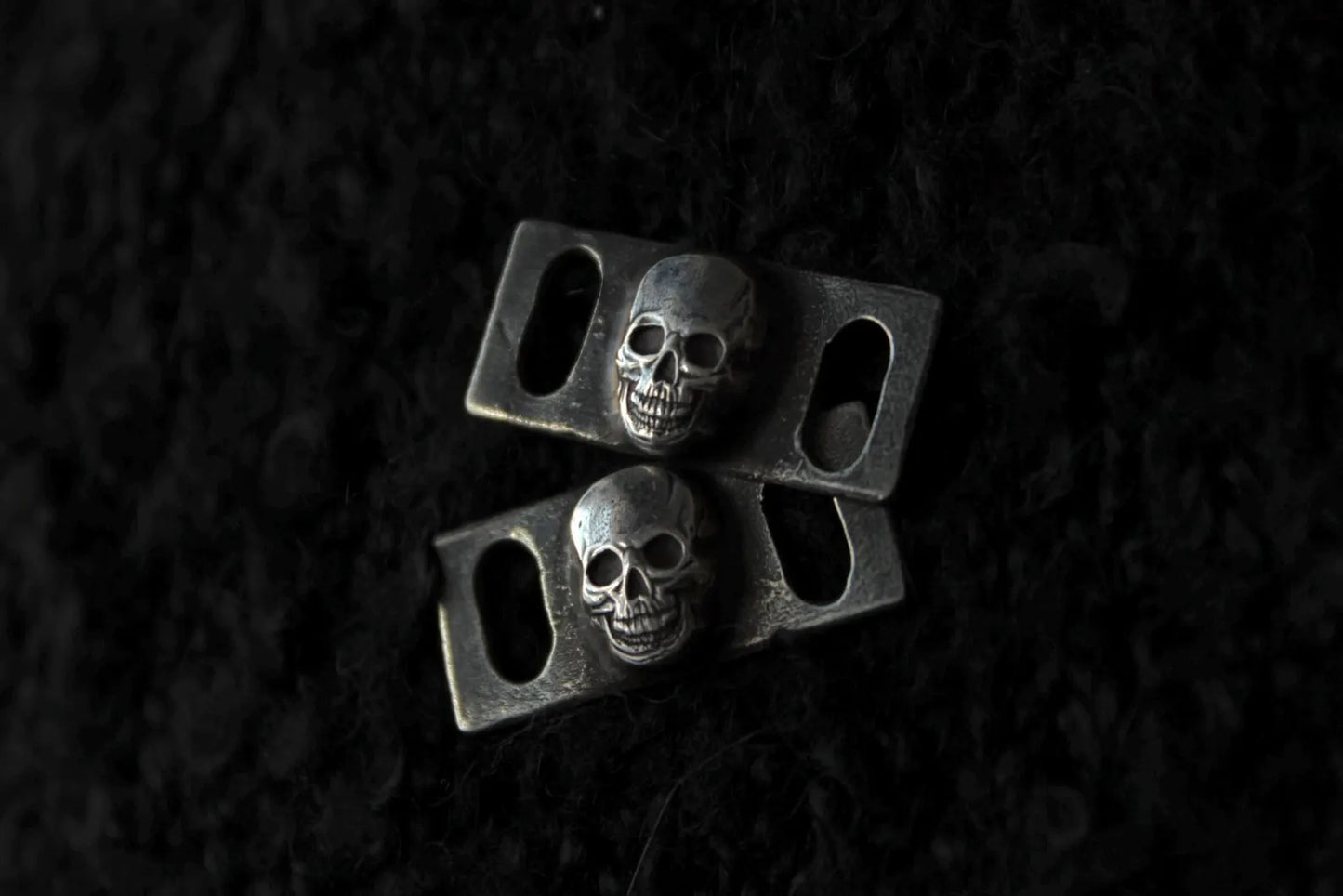 Sterling Silver Skull Shoe Lace Buckles