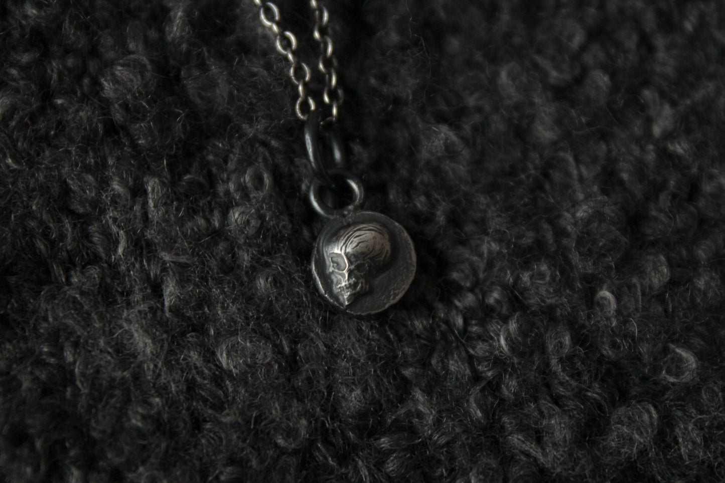 Tiny Sterling Silver Memento Mori Skull Pendant
