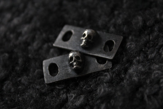 Silver Cemetery Skull Shoe Lace Buckles