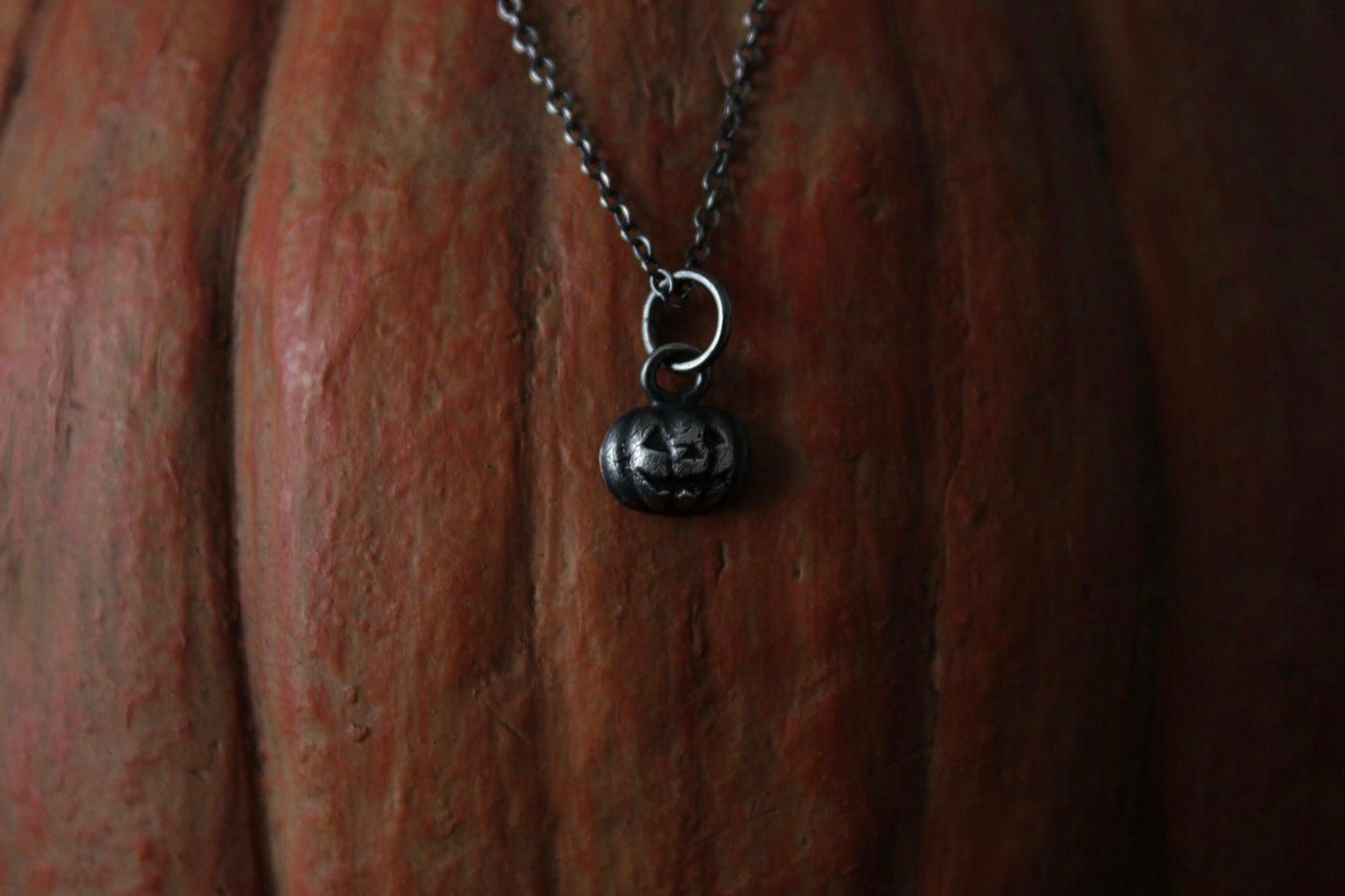 Tiny Silver Pumpkin Pendant