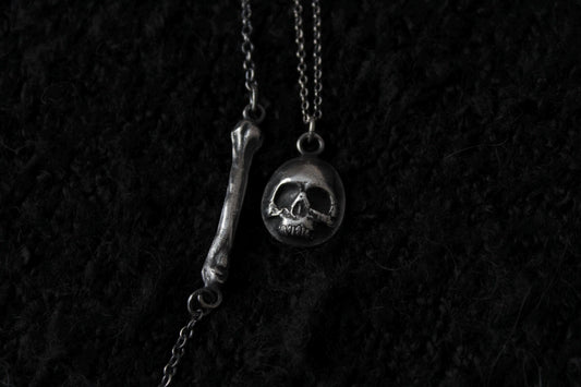 The Silver Catacomb Bundle - Silver Skull Pendant & Silver Ossuary Bone Bracelet