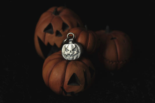Sterling Silver Halloween Jack O’Lantern Pumpkin Pendant